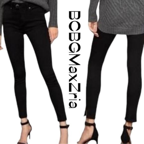BCBGMaxAzria Dark Wash Mid Rise Dressy Skinny Blue Jeans Size 27 - Picture 1 of 13